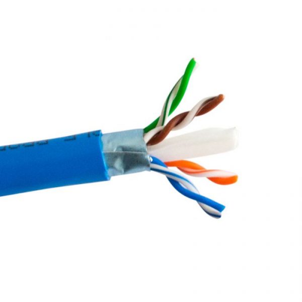 Cat6 Plenum Shielded 1000ft Bulk F/UTP 550Mhz Cable Blue