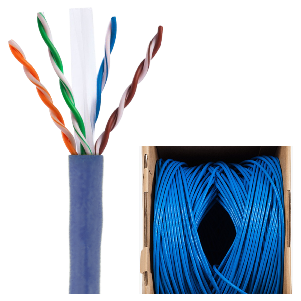 Cat6 Plenum Bare Copper 1000ft Solid Conductor|Ethernet Cable UTP|Blue