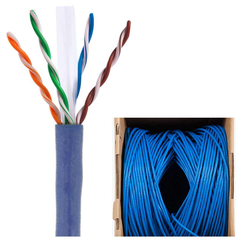 Cat6 Plenum Bare Copper 1000ft Solid Conductor|Ethernet Cable UTP|Blue
