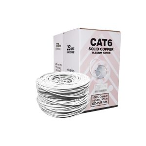 Cat6 Plenum Bare Copper 1000FT Solid Network 550MHZ Cable blue | White - Image 2