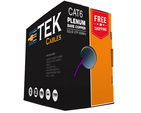 Cat6 Plenum Bare Copper Network Cable Purple